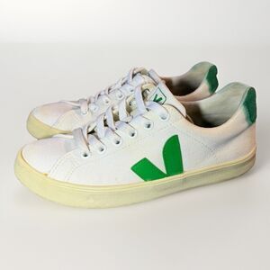 Veja Esplar Sneakers Womens 5 Canvas White Green Low Top Lace Up Shoes